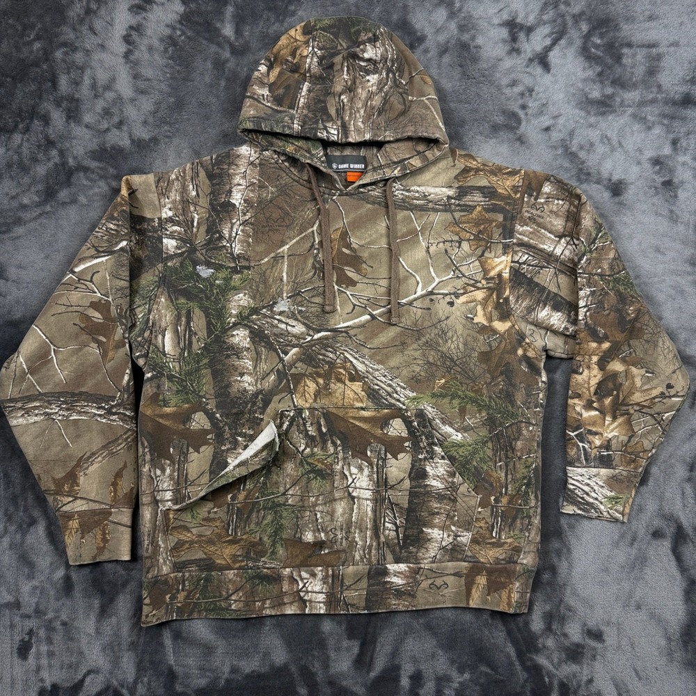 Game Winner Hoodie Mens Medium Brown Realtree Camo Pullover Pocket Outdoor